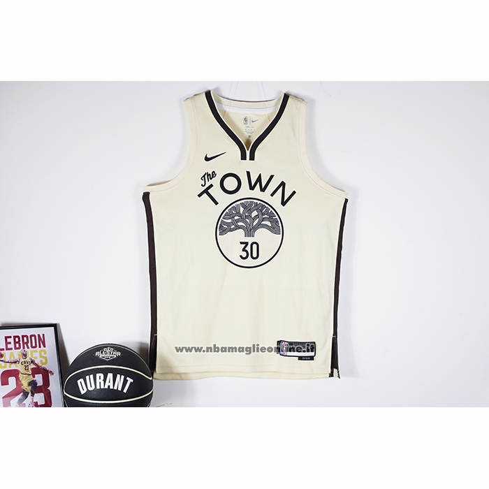 Maglia Golden State Warriors Stephen Curry No 30 Citta 2025-26 Crema